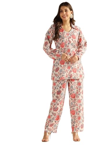 Image of GRECIILOOKS Women's Kurta Pant Set - Cotton Anarkali Kurta with Printed Pants | Stylish Ethnic Wear for Office, Daily & Festive Use