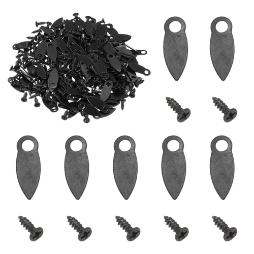 Image of uxcell 200pcs Picture Frame Backing Clips, 0.67 inch Photo Frame Turn Buttons Fasteners Hardware Corner Clip with 200pcs Screw for Hanging Pictures Craft Drawings, Melon-Seed Shaped Black