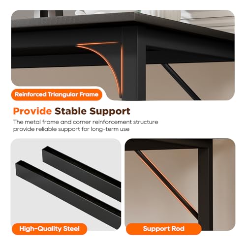 Image of PayLessHere | 63 Inch Computer Desk | Black | Office Desk with Metal Frame, Adjustable Feet | Water-Resistant, Scratchproof Surface | Sturdy Writing Table for Home Office or Study | Pack of 1