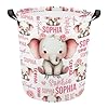 Custom elephant laundry basketspersonalized elephant giftscustomize baby name laundry hamper for kids boys girls adultscollapsible clothes storage organizerone size  urban country home decor