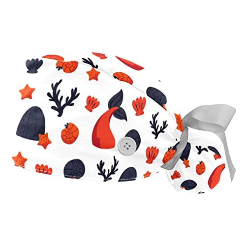 Casquette de travail pour cheveux longs JDEZ calot ajustable motifs maritimes