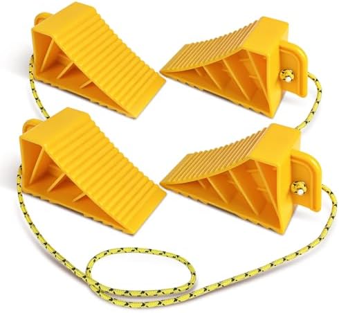 ROBLOCK 4 PCS Wheel Chocks with Rope for Travel Trailers, Non-Sli...