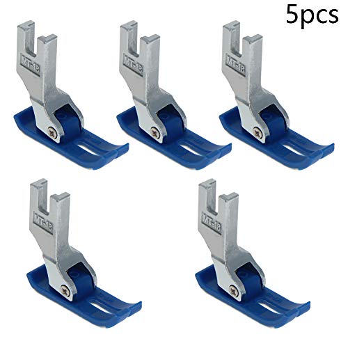 Image of Othmro 5Pcs MT18 Industrial Sewing Machines Extra Thin Precise Presser Foot Plastic Flat Sewing Machine Presser Feet Compensating Raising Foot for Sewing Thick and Fine Material Compatible Blue Silver