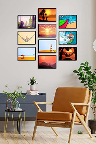 Çerçevesiz Çerçeve Görünümlü 10 Parça Mdf Tablo Seti Çoklu Çerçeve Seti Mdf Baskı Özc-MDF10B