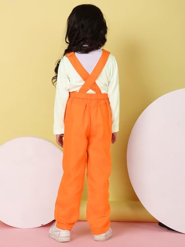 Image of superminis Girls Twill Dungaree with Full Sleeve T-Shirt Set Casual For Kids