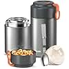 Cyxwhbd 2-Pack Thermo for Hot Food (17oz & 27oz) - 10H Hot & Cold, Leakproof, Dishwasher Safe Insulated Food Container, Soup Thermo for Adults - with Spoons & Bags for Office, Travel(Grey)