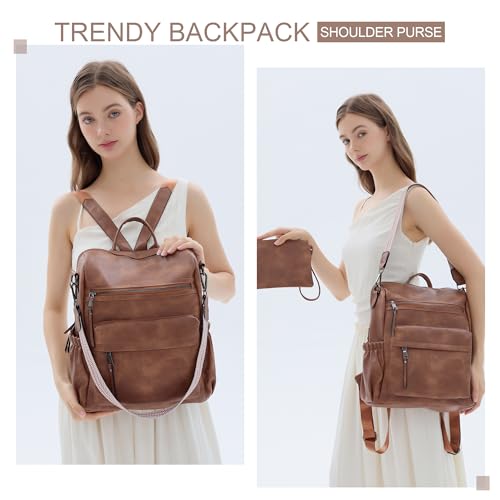 Image of Dora & Liz Womens Backpack Purse Leather Backpack Purse for Women Travel Fashion Backpack Designer Ladies Shoulder Bags