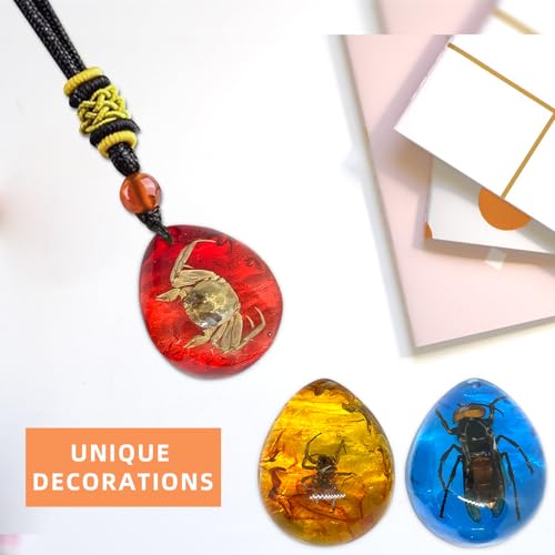 8 Stück Insekten-Bernsteinfossilien, Bernsteinfossil-Anhänger, verschiedene Insektenexemplare,in Harz konservierte Käfer, Lernspielzeug für Kinder und wissenschaftliche Sammlungen –Feste Muster