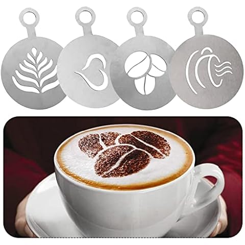 4 PCS Stainless Steel Coffee Stencils Set Cover