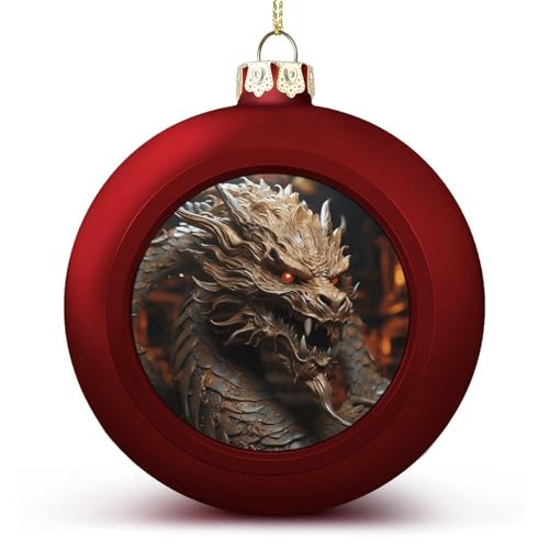 Dragon de Noël doré rouge : suspension incassable pour décoration de sapin festif - 2
