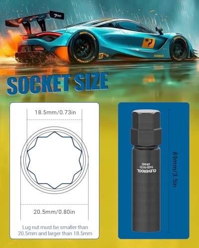 Image of 10 Spline Lug Nut Socket, Compatible with Bimecc 10-Spline Lug Nuts and Lug Bolts, Replacement for TA20-19 /21, 10-Spline Lug Nut Key with 19MM and 21MM Hex Drive, CR-MO