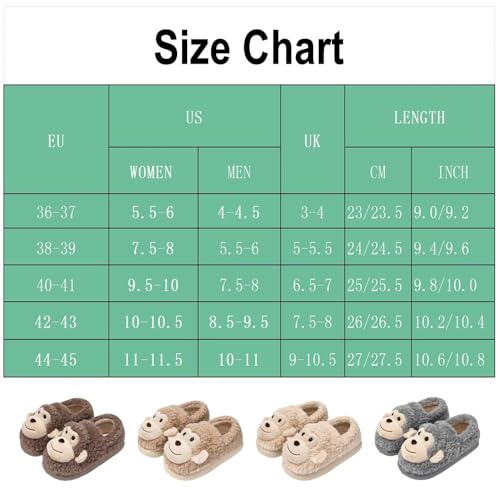 Generic Monkey Slippers, Unisex-Adults, All Ages, Adults, Families, Homeowners, Cartoon Monkey, Beige, Light Brown, Dark Brown, Gray2
