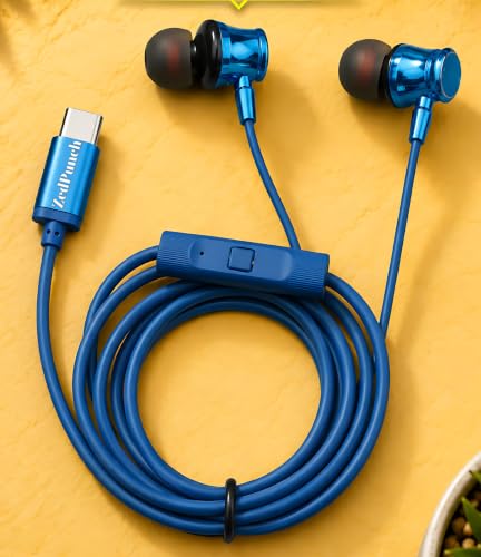 Image of Gaming Type-C Wired Earphone with Mic, 10mm Dynamic Bass Driver, Magnetic in-Ear Headphones, Low Latency Sound for Gaming, 1 Button Control, HD Calling, Voice Assistant, (LITE Blue)