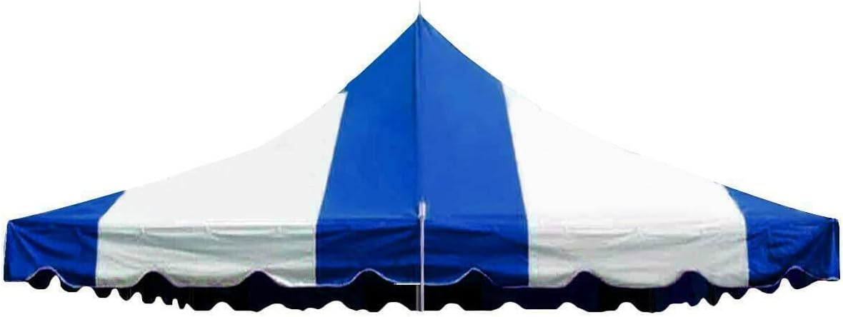 20' x 20' Party Tents Direct Replacement Weekender Pole Tent Top | 14oz Translucent Vinyl | Blue/White | Outdoor | for Parties Weddings and Events | Commercial and Residential Use (TOP ONLY)