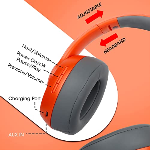 Image of ZEBRONICS Dynamic Wireless Over Ear Headphone with 34 Hours Playback,Dual Pairing,Call Function, Aux, Voice Assistant Supportadjustable Headband(Orange)