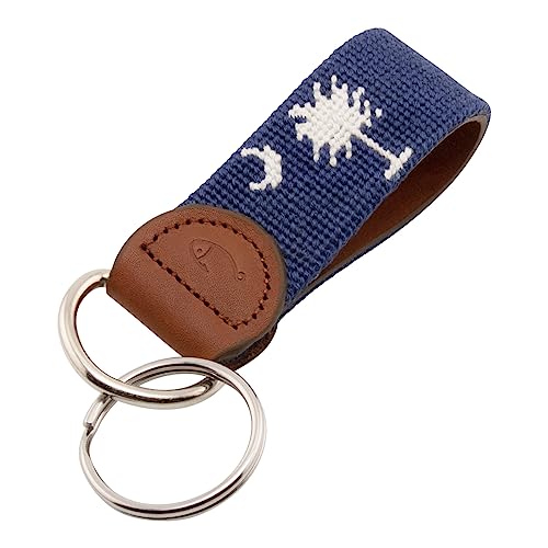 Huck Venture Hand-Stitched Needlepoint Key Fob or Key Chain (South Carolina Flag)