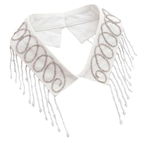 Faux col à pampilles amovible avec perles élégantes pour femme