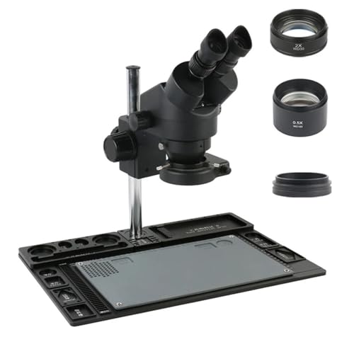 Microscope Stereo Microscope 3.5X - 90X Continuous Zoom Magnification + Big Aluminum Stand + 56 LED Ring Light + Lens(Purple)