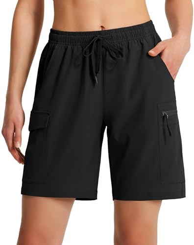 Ksmien Women's 7" Hiking Cargo Shorts Lightweight Quick Dry Ladies Summer Shorts with Zipper Pockets for Travel Golf2