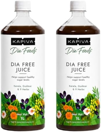Kapiva Dia Free Juice, 1L | Clinically Proven Diabetic care | Amla, Karela, Jamun, Guduchi & 7 More (Pack of 2)