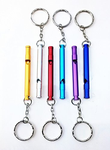 Yueton 6Pcs Colorful Slim And Long Aluminium Whistles With Key Ring, Emergency Survival Whistle Key Chain, Hiking, Camping, Mountaineering Accessory, Dog Training Whistles #TOP2