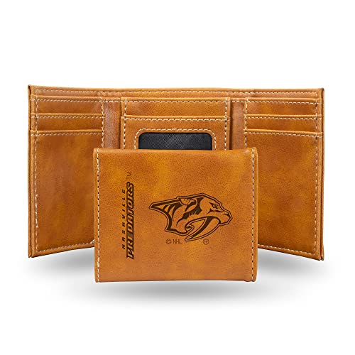 Rico Industries NHL New Jersey Devils Laser Engraved Brown Tri-Fold Wallet - Men's Accessory