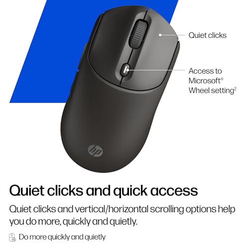 Image of HP 400 Quiet Wireless Mouse, Dual Bluetooth & 2.4GHz, Soft Silicone, Quiet Clicks, Microsoft Wheel, 24-Month Battery, 6000 DPI, Ambidextrous, Eco-Friendly Design, Multi-OS, Black