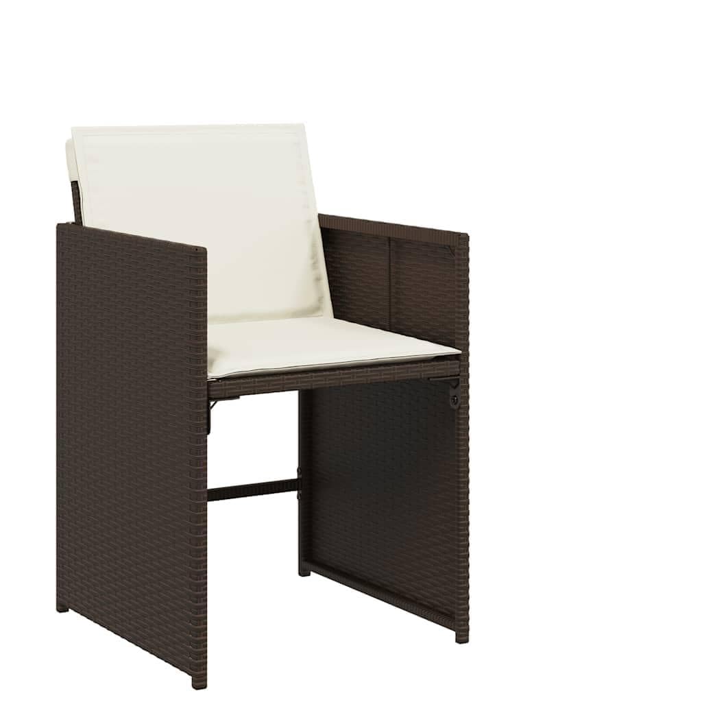 Chaise de jardin pliante en rotin lot de 4 marron avec coussin lavable