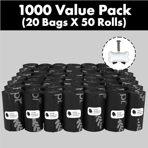 GORILLA SUPPLY Dog Poop Waste Bags with Dispenser and Leash Tie, 9″ x 13″, Black, 1000 Count GORILLA SUPPLY Dog Poop Waste Bags with Dispenser and Leash Tie, 9″ x 13″, Black, 1000 Count