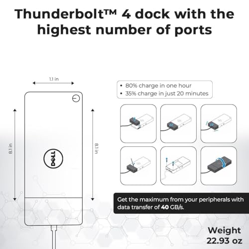 Dell WD22TB4 Thunderbolt 4 Dock Bundle - 40Gbps USB-C/USB-A, 1 Year Warranty with 180W Adapter, Anyhdd HDMI, DP, USB-C Cable & Cloth - Docking Station, Supports Dual/Triple Monitors & 4k Display by ANYHDD - Image 6