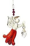 Tamaño: 8 x 7,5 x 3,5 cm Hecho a mano Colgante Cristal Amantes Ángel Guarda con cristales Swarovski Corazón - Granate