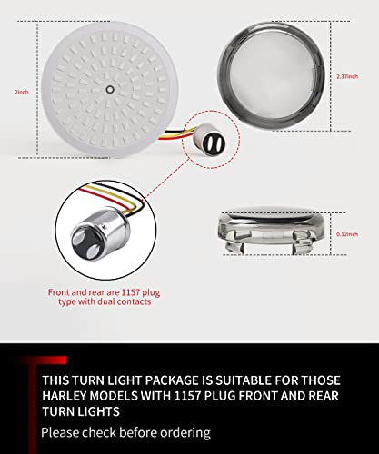 Tugwuetlwu 2\" Front 1157 + Rear 1157 LED Motorcycle Turn Signals Lights Kit for Harley Davidson 1986-2023 Street Glide Road Glide Road King Accessories Softail Dyna Sportster Touring Smoked Cover