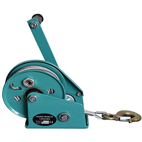 Winche manual con cable y gancho, 1200lbs, 20 m