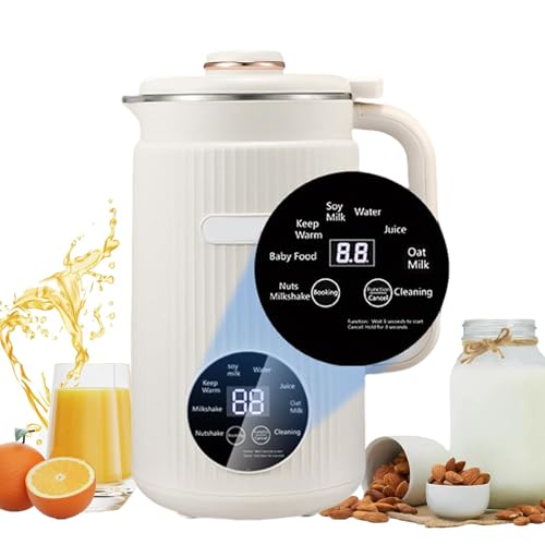 Leche Vegetal Maquina, Máquina para Hacer Leche Vegetal Casera 1200ml,10 Cuchillas de Acero Inoxidable, 8 Programas Automáticos y Función Mantener Caliente (Blanco)