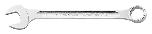 Vista 5 de Stahlwille 40083232 Llaves combinadas Caja abierta No.13, tamaño 1.260 in, métricas, con extremo de anillo compensado de 15 grados, acabado cromado