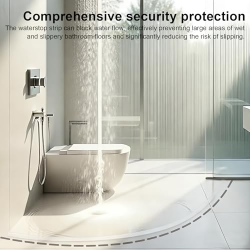 LNSYSNS Schwallschutzleiste Dusche Selbstklebend, 150 cm Lang Wasserstopper Dusche, Flexibel Wasserbarriere Duschbereich Boden, Zuschneidbar, für Badezimmer, Küche, Balkon