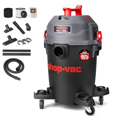 Image of Shop-Vac 6 Gallon Ultra Quiet Shop Vacuum Wet and Dry, 4.5 PHP Powerful Suction Wet /Dry Vacuum with Attachments, 1-7 /8 in. x 7 Ft Hose, 15 Ft Cord, Ideal for Jobsite, Garage, Workshop & Home, 5430541