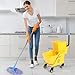 ETOYA 24L Commercial Mop Bucket with Side Press Wringer on Wheels,Yellow,Include Heavy Duty Industrial Mop for Restaurants, Schools, Hospitals, Warehouses & Janitorial Use