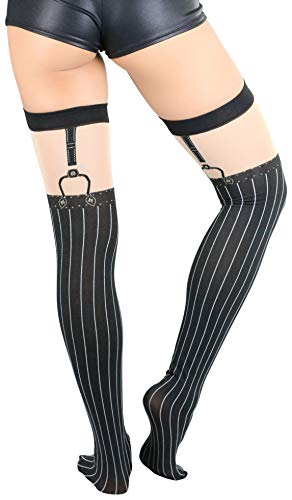 Image of ToBeInStyle Women's Full Footed Pantyhose with Thigh High Designs