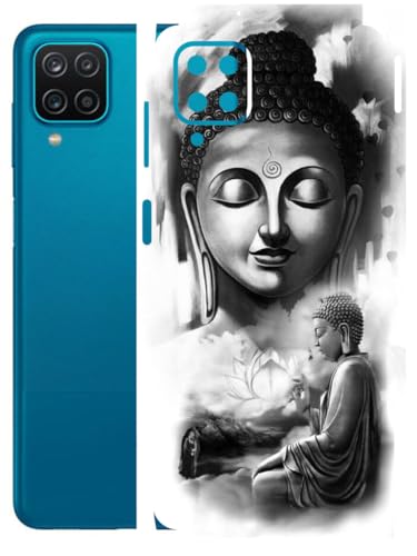 Image of AtOdds - Full Body Back Screen Guard Protector Film - Lamination Wrap Skin Sticker Compatible with Samsung Galaxy A12 | Scratchproof Matte Finish (Buddha)