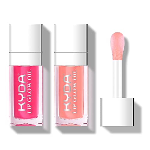 Kyda 2 Colors Hydrating Lip Glow Oil,Moisturizing Lip Oil Gloss Transparent Plumping Lip Gloss, Lip Oil Tinted For Lip Care And Dry Lips, By Ownest Beauty-#001+#015 #TOP10