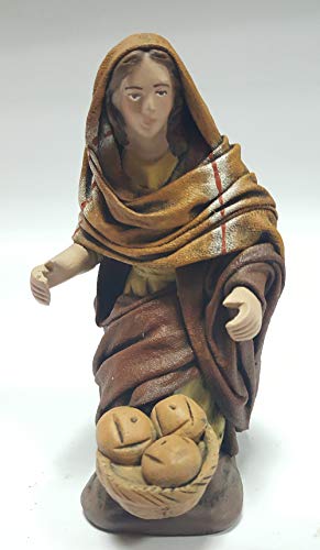Arte Pesebre - Pastora arrodillada con cesto de Pan, para Figuras de 14 cm