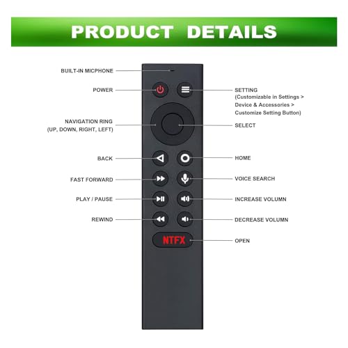 Image of P3700 sub P2575 P2897 Replacement Voice Remote Control fit for NVIDIA | Shield TV Pro, Fit for NVIDIA Shield TV 2015 /2017 /2019 Models(930-13700-2500-100)