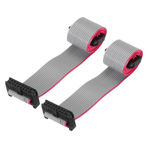 QUARKZMAN Cable de Cinta Plana IDC de 16 Pines, Paso de 2.0 mm, Conector FC a FC, Cable de Puente Gris de 30 cm de Longitud para Computadora, Pantalla LED, DVD, 2 Unidades