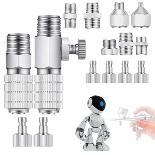 XIAOXIAOYU Airbrush acoplamiento de liberación rápida, conector ajustado para aerógrafo,15 piezas 1/8 conectores Kit adaptador de conexión rápida | Acoplamiento de desconexión de cobre, piezas