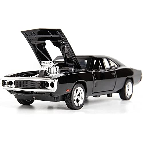 Image of DEOXY 1 /32 Fast Furious Dodge Charger Toy Car Scale Model Alloy Diecast Sound Light Retreat Model Car Toys for Boys Gifts Collection (Black)