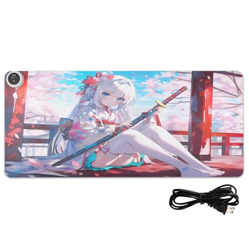 Tapis de souris de jeu chauffant en cuir japonais 80x33 cm pour bureau
