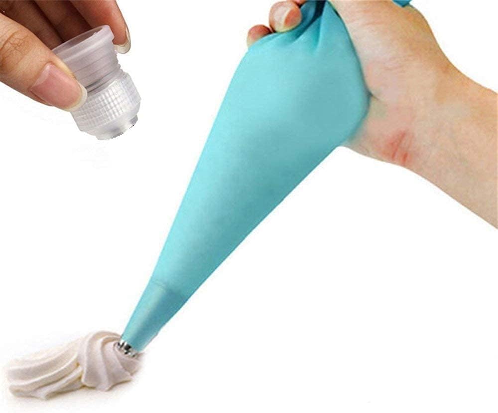 First Try 12 inch Silicone Pastry Bags 2-Pack Reusable Icing Piping Bags Cake Decorating Bags Baking Cookie Cake Decoration Bonus 2 Icing Couplers for Standard Tips (Nozzle Not Include)