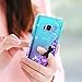 LeYi Compatible with Samsung Galaxy S8 Case with 3D PET Screen Protector(2PCS) for Girls Women, Glitter Bling Clear Phone Case for Samsung S8, Teal/Purple