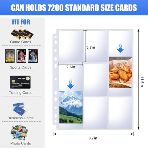 400 Pack 9 Pocket Card Sleeves Binder Sheets, Trading Card Sleeves for 3 Ring Binder, Holds 7200 Cards, Card Holder Binder Pages Protectors Fit for MTG, TCG, Baseball, Football, Game, Business Cards - Image 2